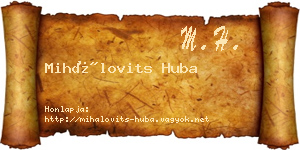 Mihálovits Huba névjegykártya